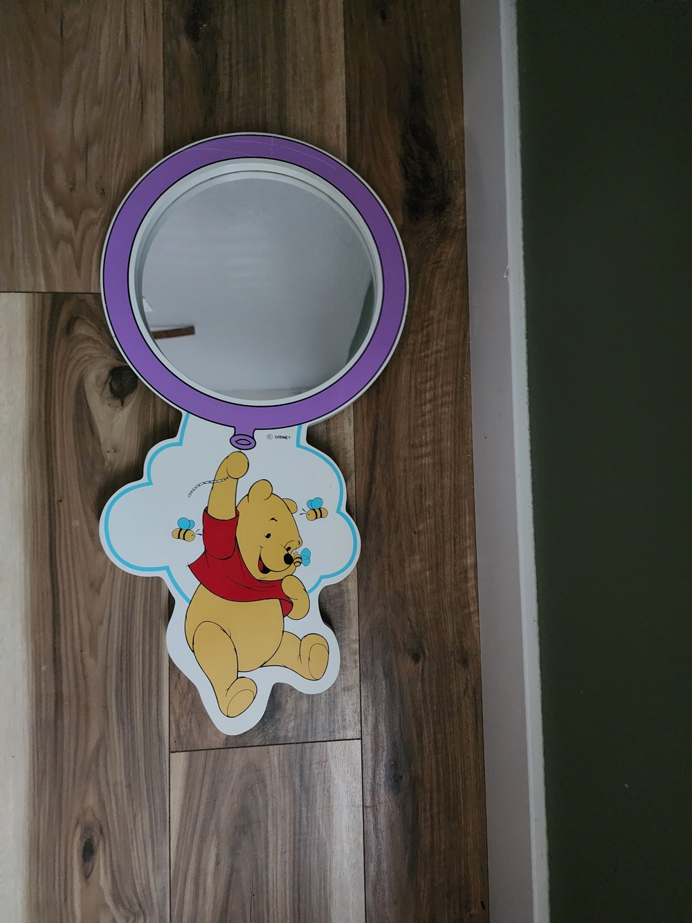 Winnie the Pooh Kids Wall Mirror - Purple Trim, Yellow Pooh